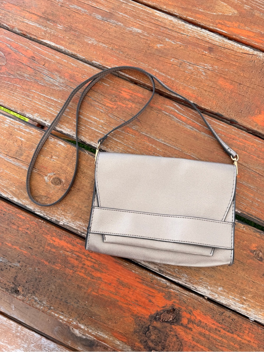 summer & rose Taupe Crossbody Bag with Gold Hardware